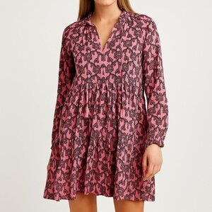 Roller Rabbit Pau Pink Dress Long Sleeve Tassels